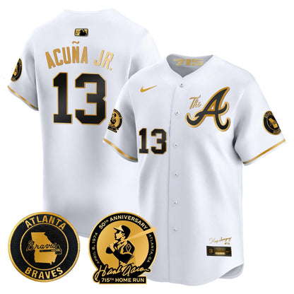 Atlanta Braves Hank Aaron 715th Home Run Patch Vapor Premier Limited Jersey V2 - All Stitched