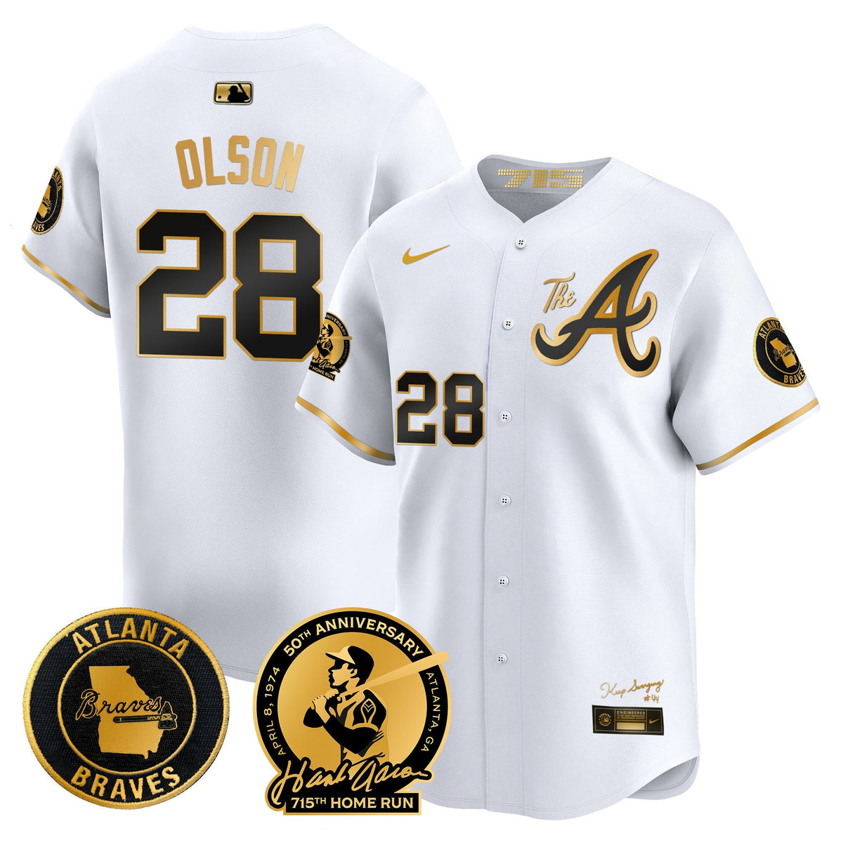 Atlanta Braves Hank Aaron 715th Home Run Patch Vapor Premier Limited Jersey V2 - All Stitched