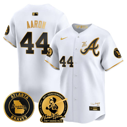 Atlanta Braves Hank Aaron 715th Home Run Patch Vapor Premier Limited Jersey V2 - All Stitched