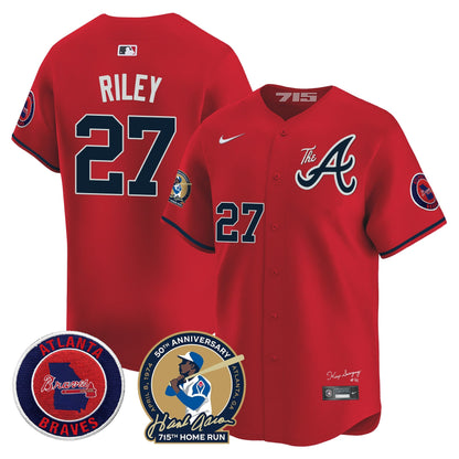 Atlanta Braves Hank Aaron 715th Home Run Patch Vapor Premier Limited Jersey V2 - All Stitched