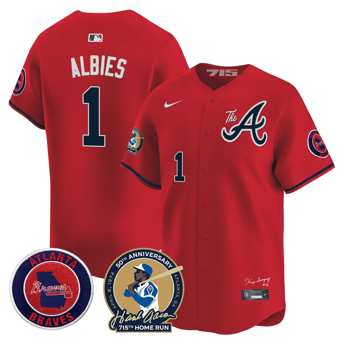 Atlanta Braves Hank Aaron 715th Home Run Patch Vapor Premier Limited Jersey V2 - All Stitched