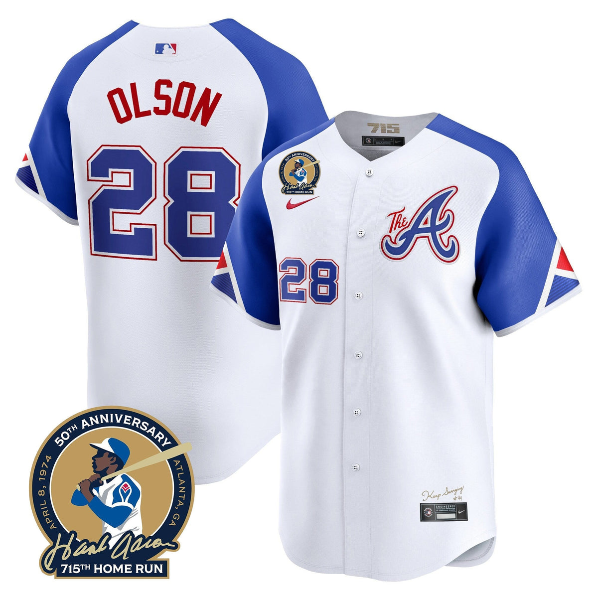 Atlanta Braves Hank Aaron 715th Home Run Patch Vapor Premier Limited Jersey V2 - All Stitched