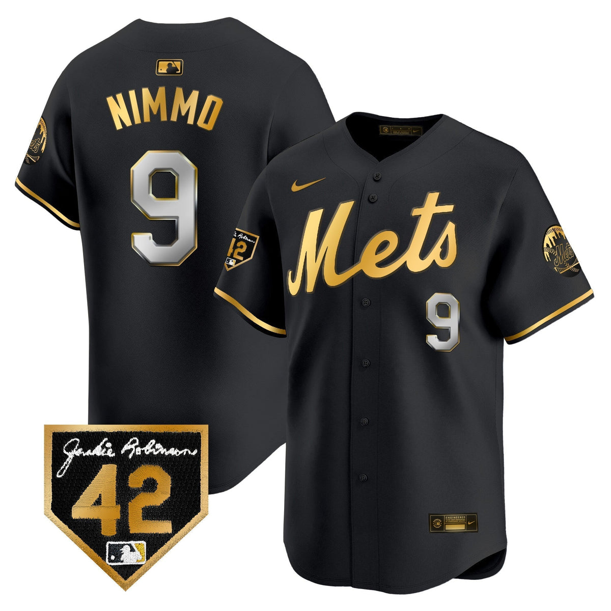 Men's New York Mets 2024 Jackie Robinson Patch Vapor Premier Limited Jersey - All Stitched