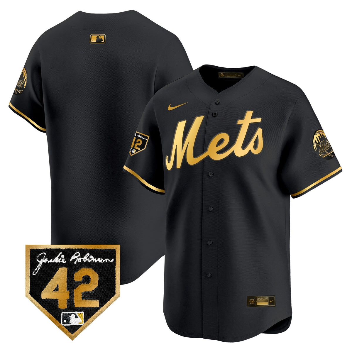 Men's New York Mets 2024 Jackie Robinson Patch Vapor Premier Limited Jersey - All Stitched