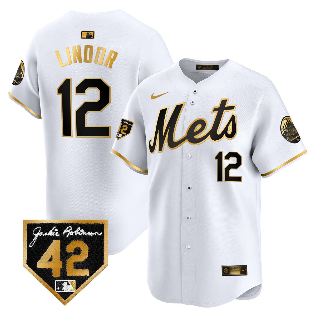 Men's New York Mets 2024 Jackie Robinson Patch Vapor Premier Limited Jersey - All Stitched
