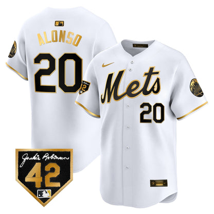 Men's New York Mets 2024 Jackie Robinson Patch Vapor Premier Limited Jersey - All Stitched