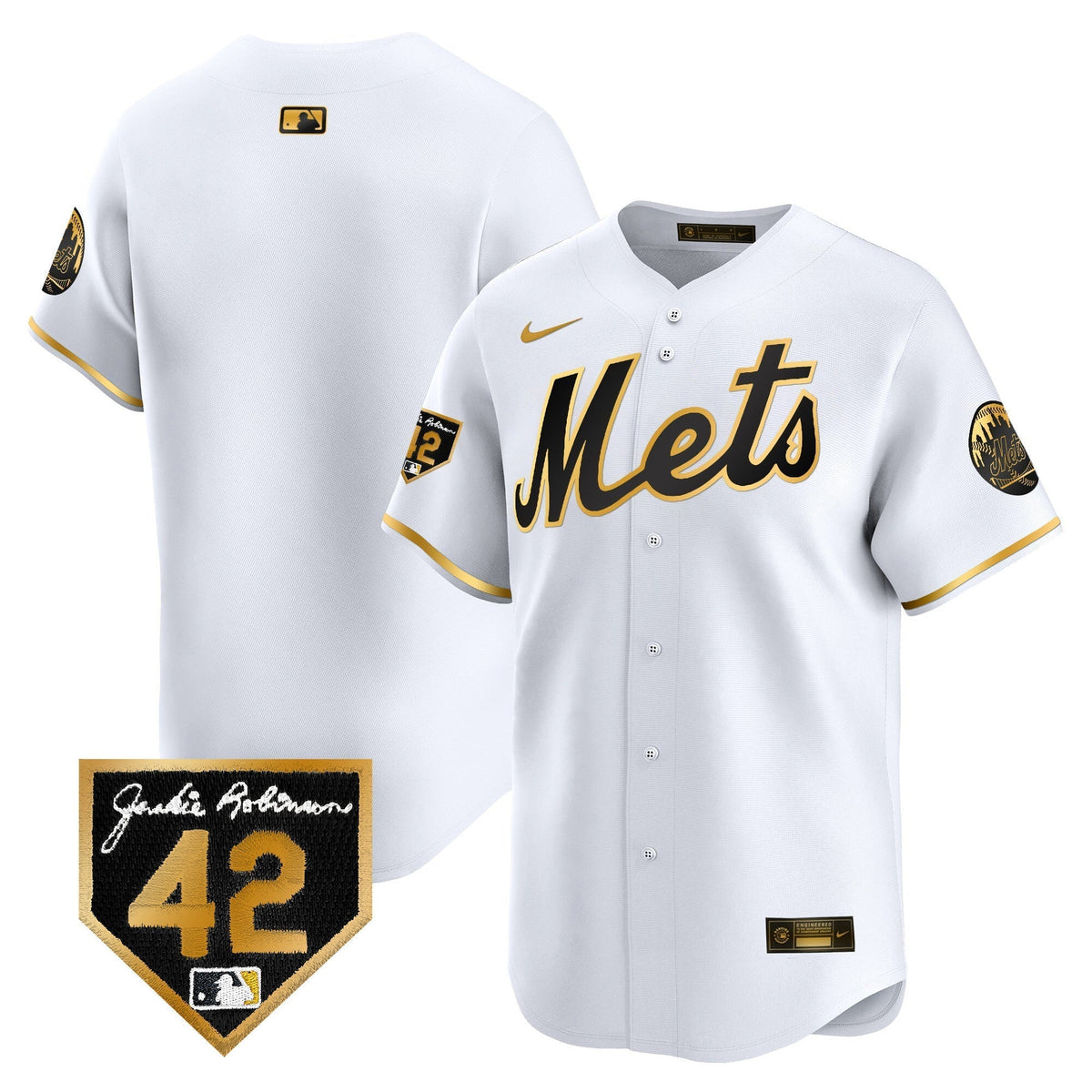 Men's New York Mets 2024 Jackie Robinson Patch Vapor Premier Limited Jersey - All Stitched