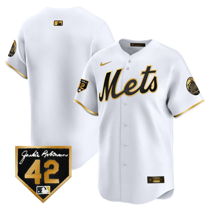 Men's New York Mets 2024 Jackie Robinson Patch Vapor Premier Limited Jersey - All Stitched