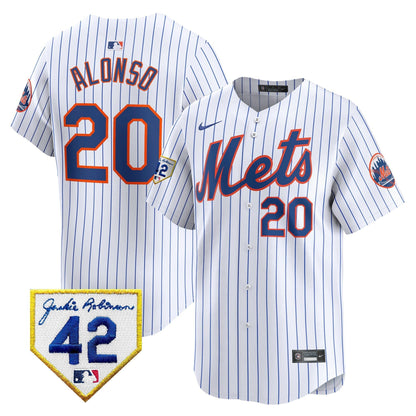Men's New York Mets 2024 Jackie Robinson Patch Vapor Premier Limited Jersey - All Stitched