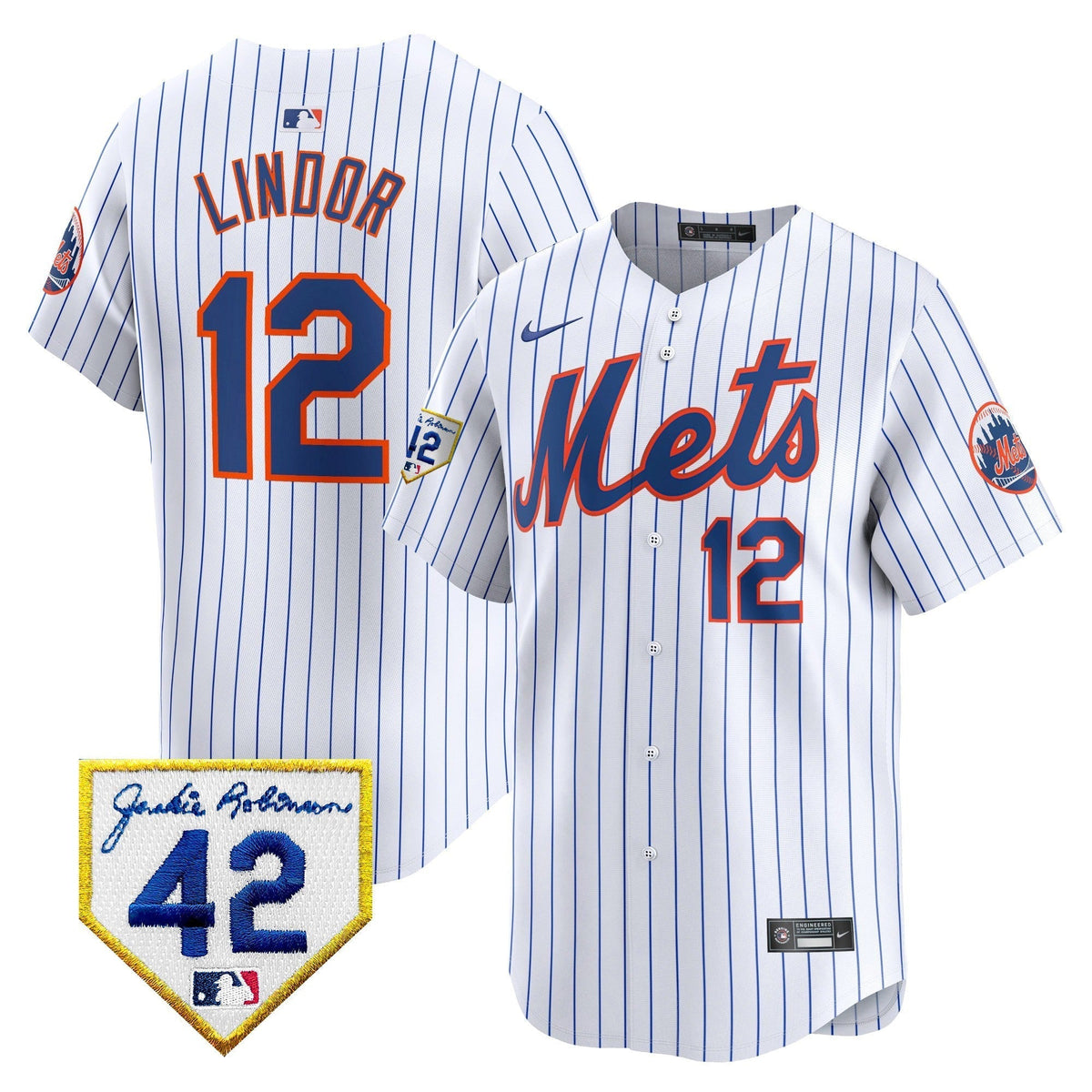 Men's New York Mets 2024 Jackie Robinson Patch Vapor Premier Limited Jersey - All Stitched