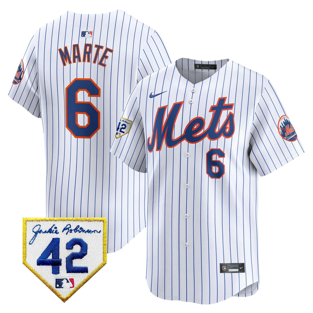 Men's New York Mets 2024 Jackie Robinson Patch Vapor Premier Limited Jersey - All Stitched