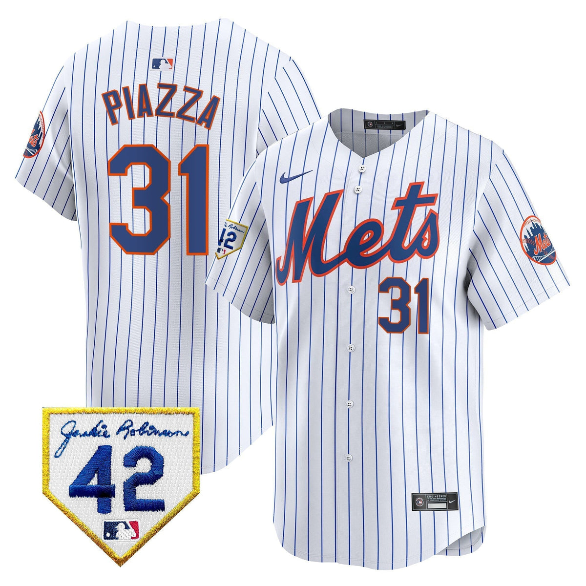 Men's New York Mets 2024 Jackie Robinson Patch Vapor Premier Limited Jersey - All Stitched