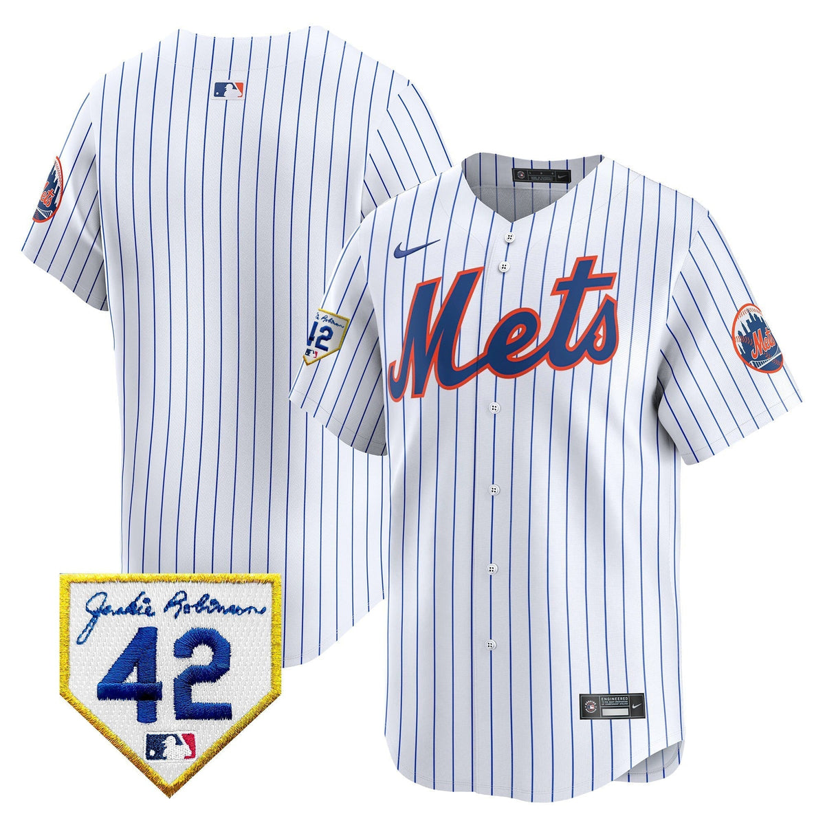 Men's New York Mets 2024 Jackie Robinson Patch Vapor Premier Limited Jersey - All Stitched