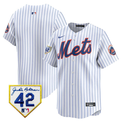 Men's New York Mets 2024 Jackie Robinson Patch Vapor Premier Limited Jersey - All Stitched
