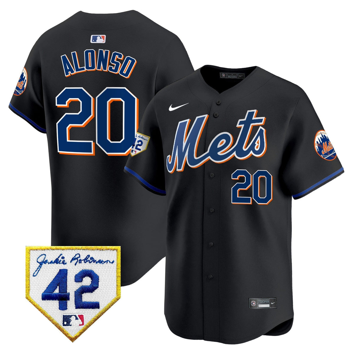 Men's New York Mets 2024 Jackie Robinson Patch Vapor Premier Limited Jersey - All Stitched
