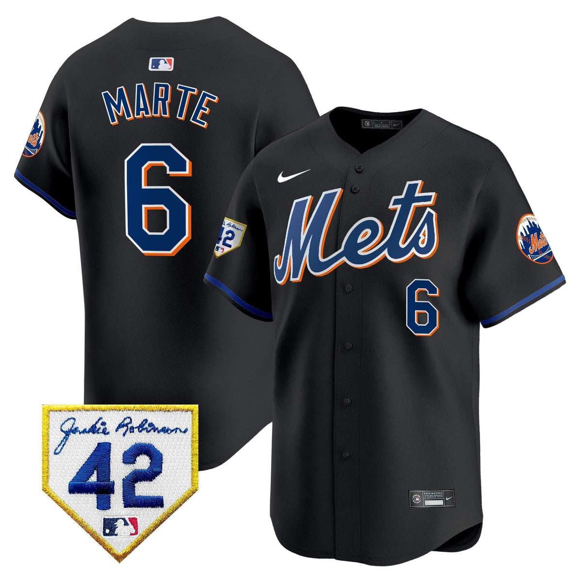 Men's New York Mets 2024 Jackie Robinson Patch Vapor Premier Limited Jersey - All Stitched