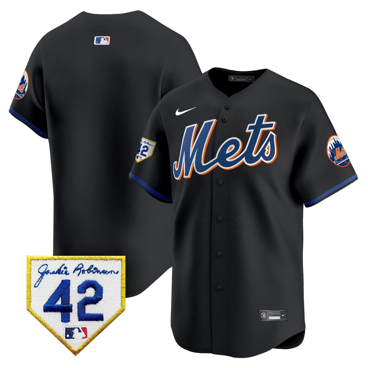 Men's New York Mets 2024 Jackie Robinson Patch Vapor Premier Limited Jersey - All Stitched