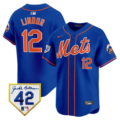 Men's New York Mets 2024 Jackie Robinson Patch Vapor Premier Limited Jersey - All Stitched