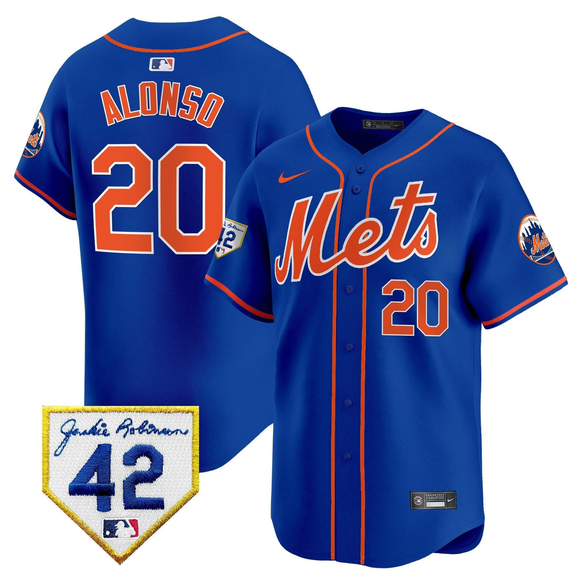 Men's New York Mets 2024 Jackie Robinson Patch Vapor Premier Limited Jersey - All Stitched