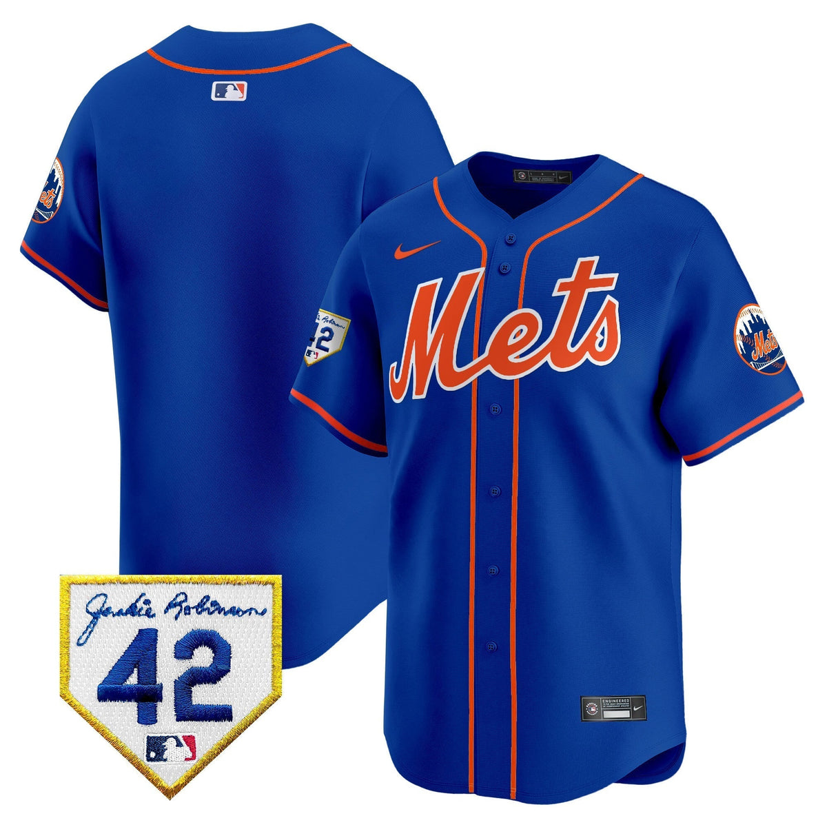 Men's New York Mets 2024 Jackie Robinson Patch Vapor Premier Limited Jersey - All Stitched