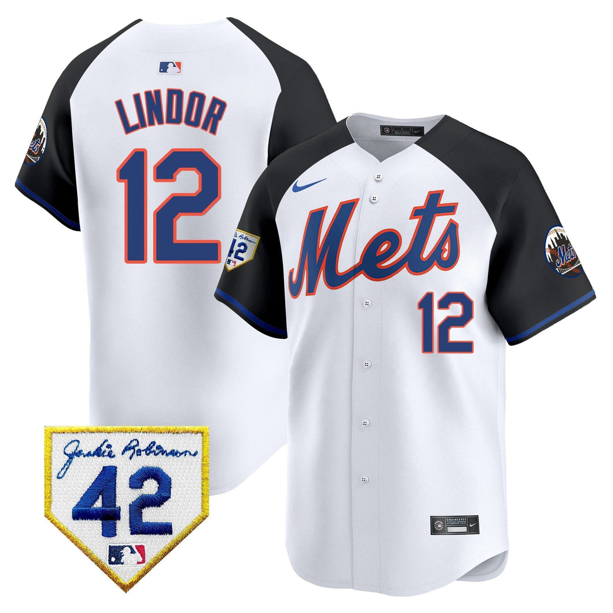 Men's New York Mets 2024 Jackie Robinson Patch Vapor Premier Limited Jersey - All Stitched
