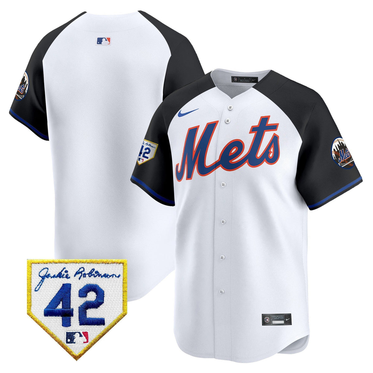 Men's New York Mets 2024 Jackie Robinson Patch Vapor Premier Limited Jersey - All Stitched