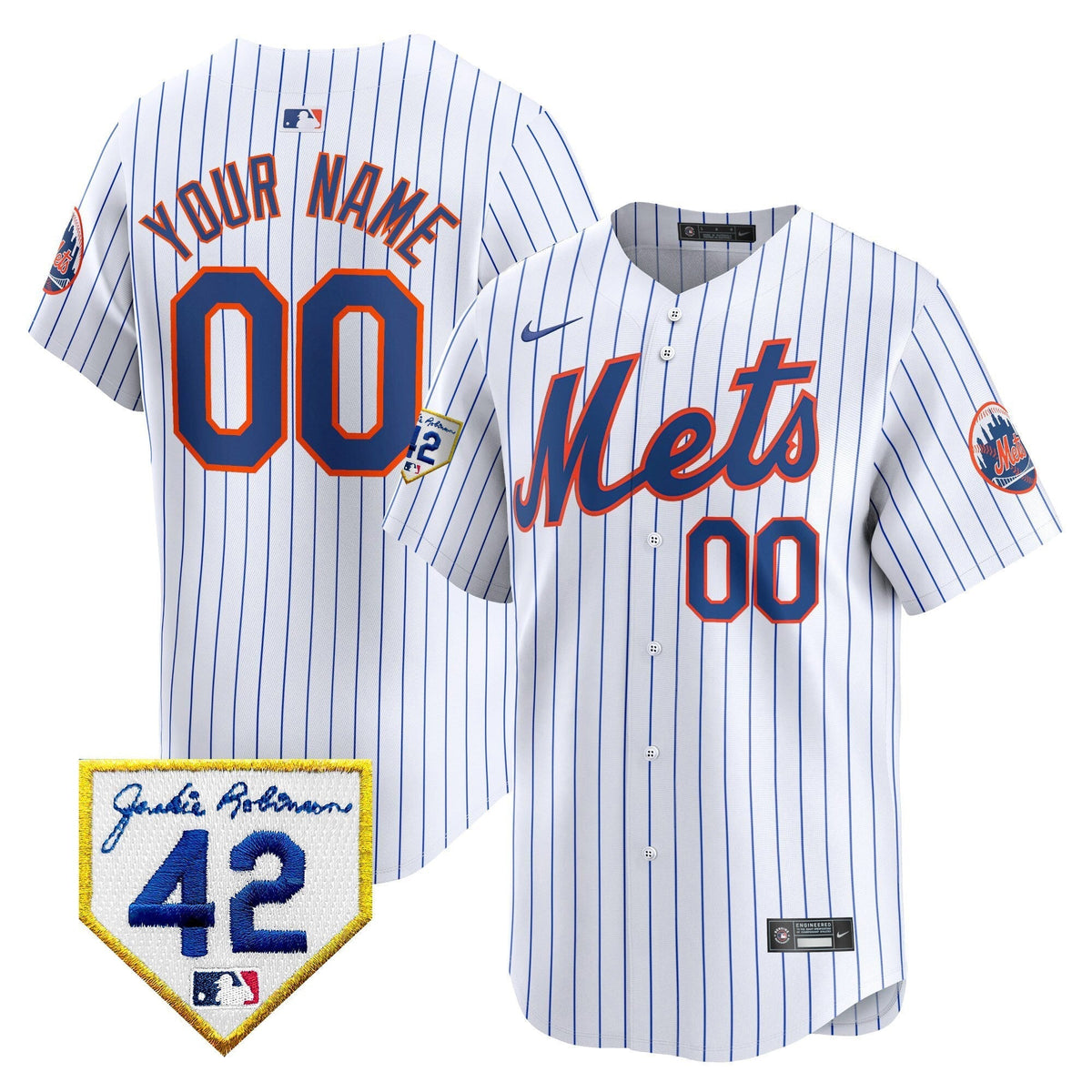 New York Mets 2024 Jackie Robinson Patch Vapor Premier Limited Custom Jersey - All Stitched