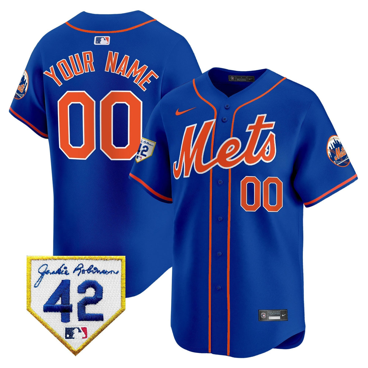 New York Mets 2024 Jackie Robinson Patch Vapor Premier Limited Custom Jersey - All Stitched
