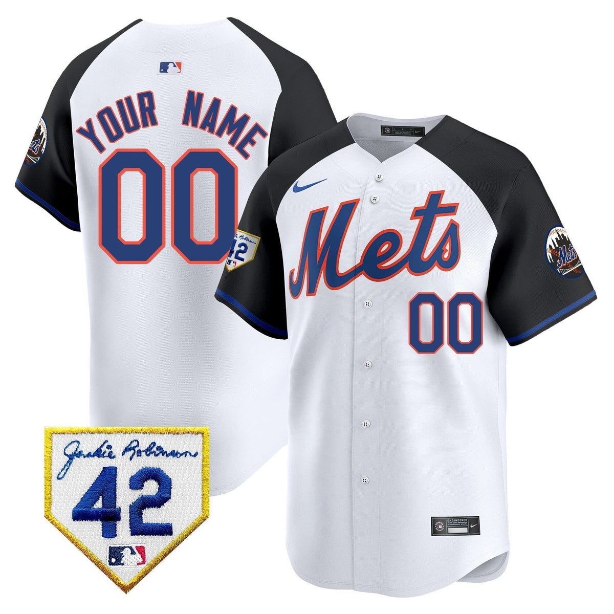 New York Mets 2024 Jackie Robinson Patch Vapor Premier Limited Custom Jersey - All Stitched