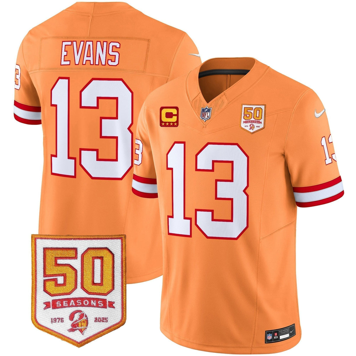 Men's Tampa Bay Buccaneers Throwback 50th Season Patch Vapor Limited Jersey - All Stitched