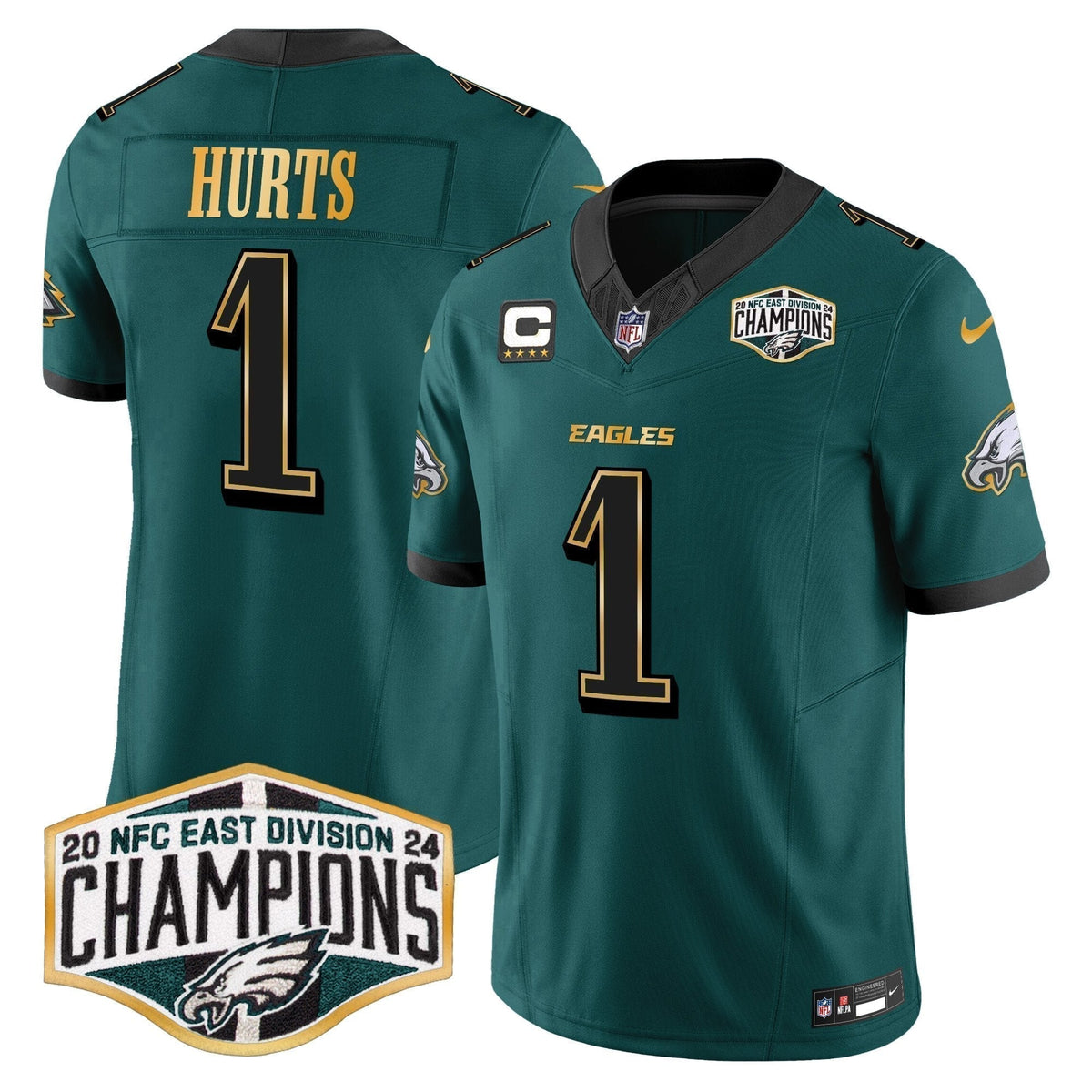 Eagles 2024 NFC East Division Champions Gold Trim Vapor Limited Jersey - Stitched
