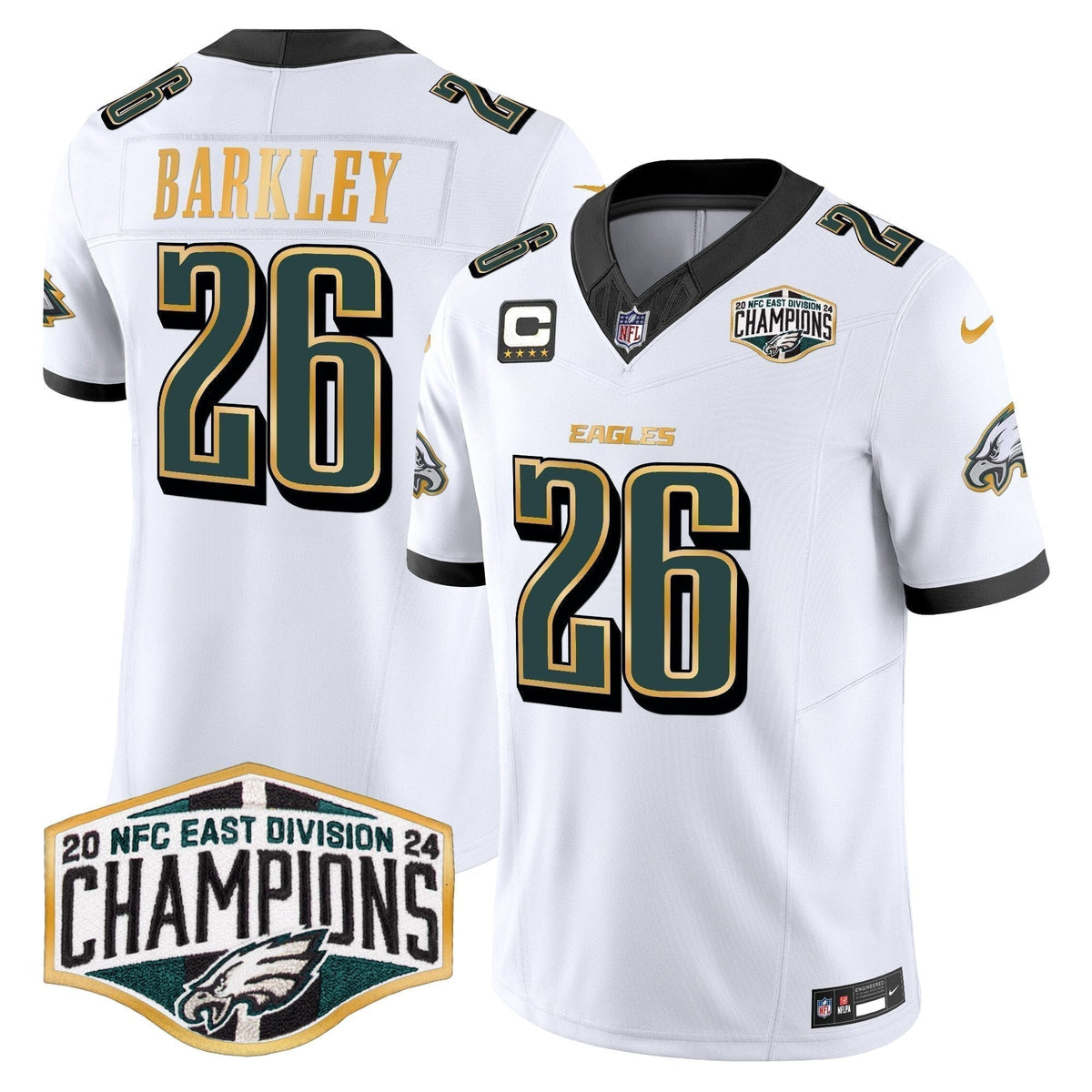 Eagles 2024 NFC East Division Champions Gold Trim Vapor Limited Jersey - Stitched