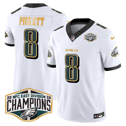 Eagles 2024 NFC East Division Champions Gold Trim Vapor Limited Jersey - Stitched