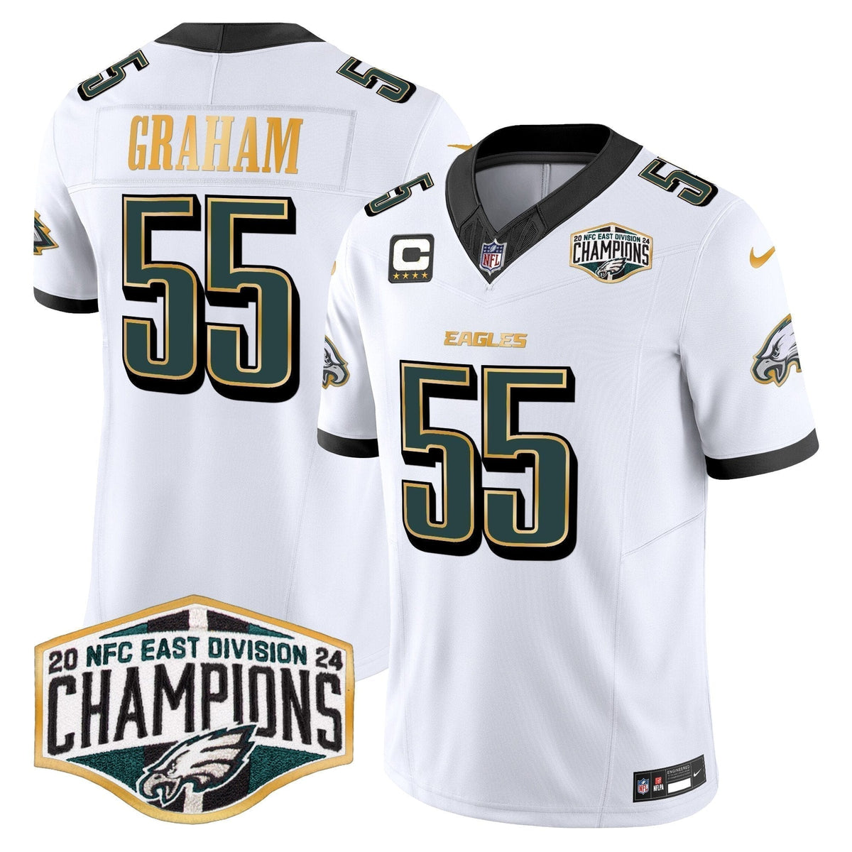 Eagles 2024 NFC East Division Champions Gold Trim Vapor Limited Jersey - Stitched