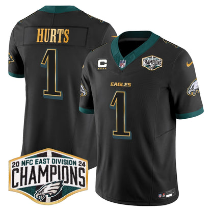 Eagles 2024 NFC East Division Champions Gold Trim Vapor Limited Jersey - Stitched