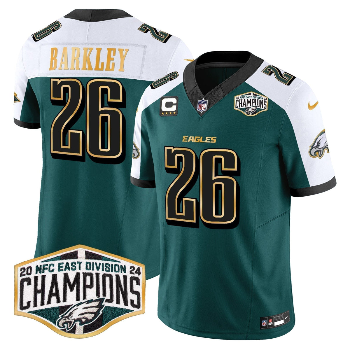 Eagles 2024 NFC East Division Champions Gold Trim Vapor Limited Jersey - Stitched
