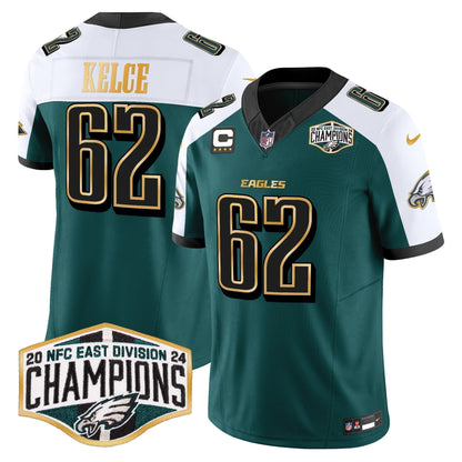 Eagles 2024 NFC East Division Champions Gold Trim Vapor Limited Jersey - Stitched
