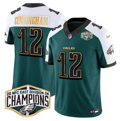 Eagles 2024 NFC East Division Champions Gold Trim Vapor Limited Jersey - Stitched