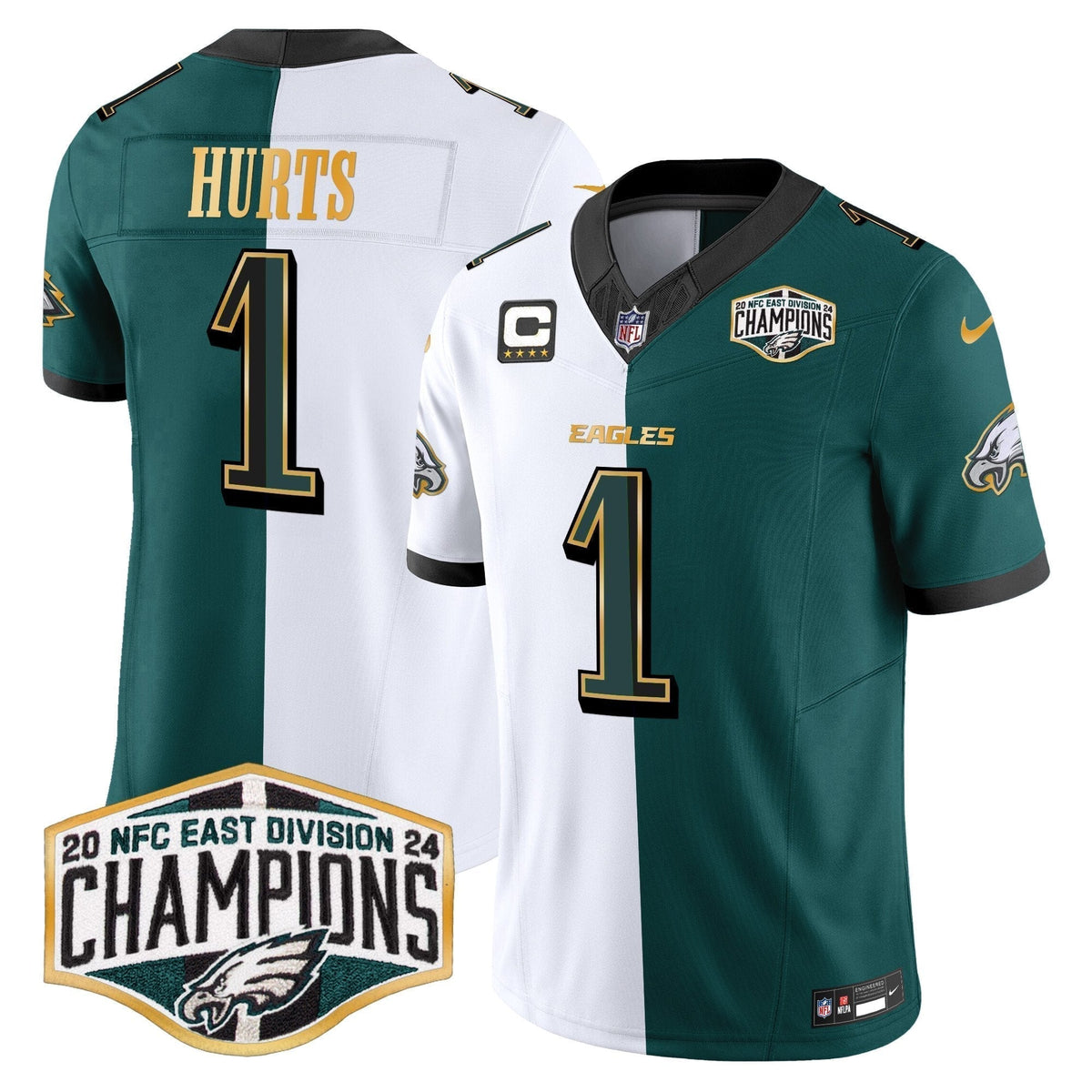 Eagles 2024 NFC East Division Champions Gold Trim Vapor Limited Jersey - Stitched