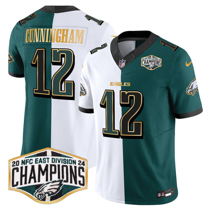 Eagles 2024 NFC East Division Champions Gold Trim Vapor Limited Jersey - Stitched