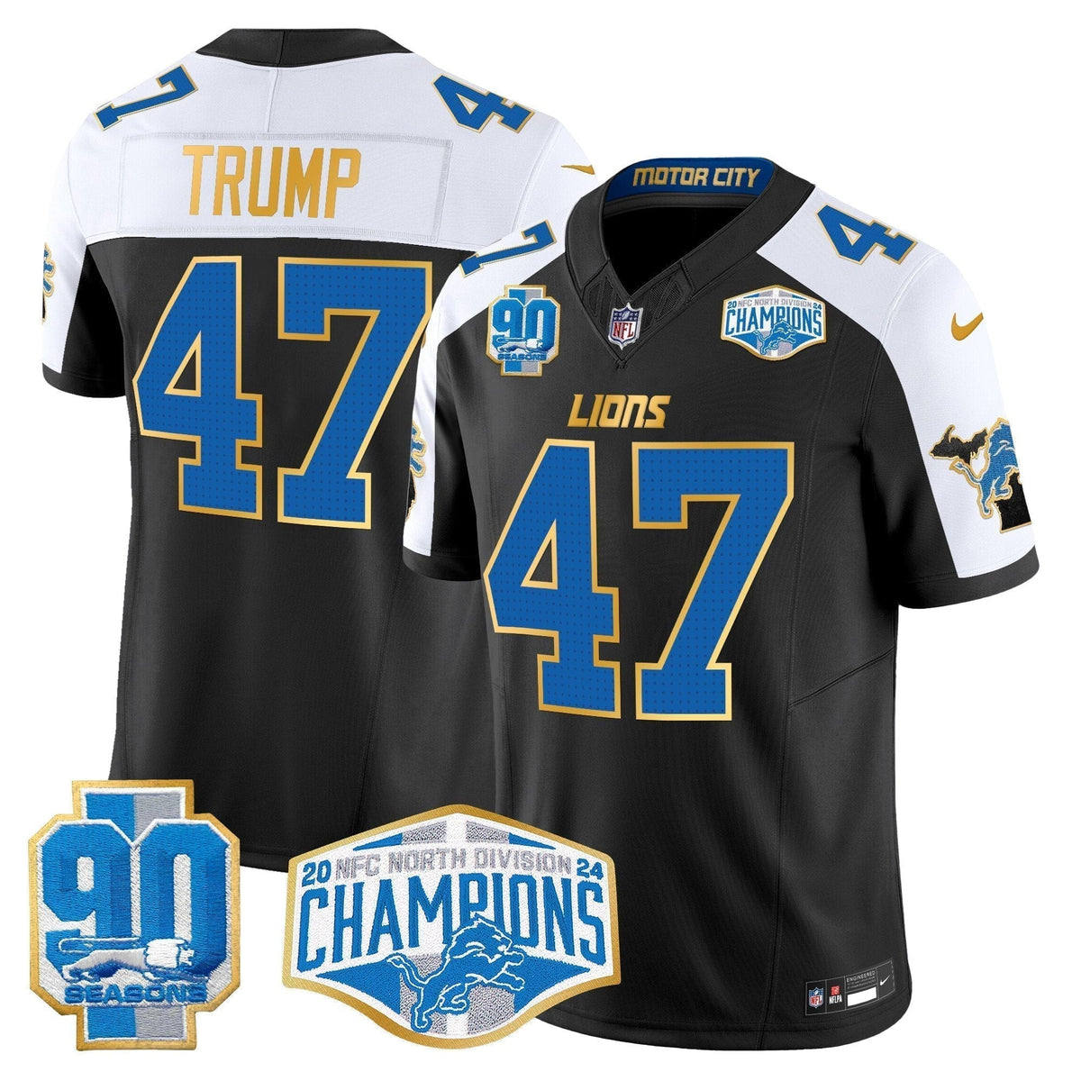 DET 2024 NFC North Division Champions Patch Gold Trim Vapor Limited Jersey - Stitched