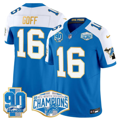 DET 2024 NFC North Division Champions Patch Gold Trim Vapor Limited Jersey - Stitched
