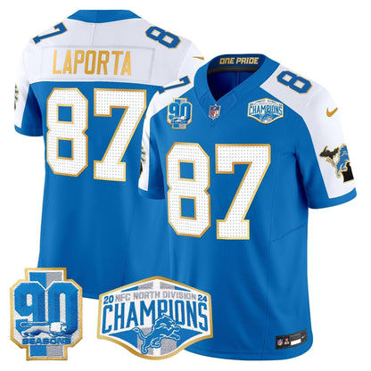 DET 2024 NFC North Division Champions Patch Gold Trim Vapor Limited Jersey - Stitched