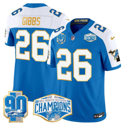 DET 2024 NFC North Division Champions Patch Gold Trim Vapor Limited Jersey - Stitched