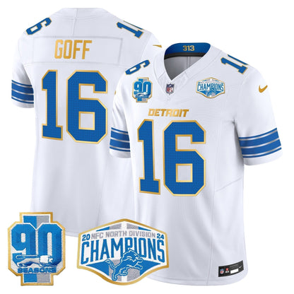 DET 2024 NFC North Division Champions Patch Gold Trim Vapor Limited Jersey - Stitched