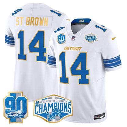DET 2024 NFC North Division Champions Patch Gold Trim Vapor Limited Jersey - Stitched
