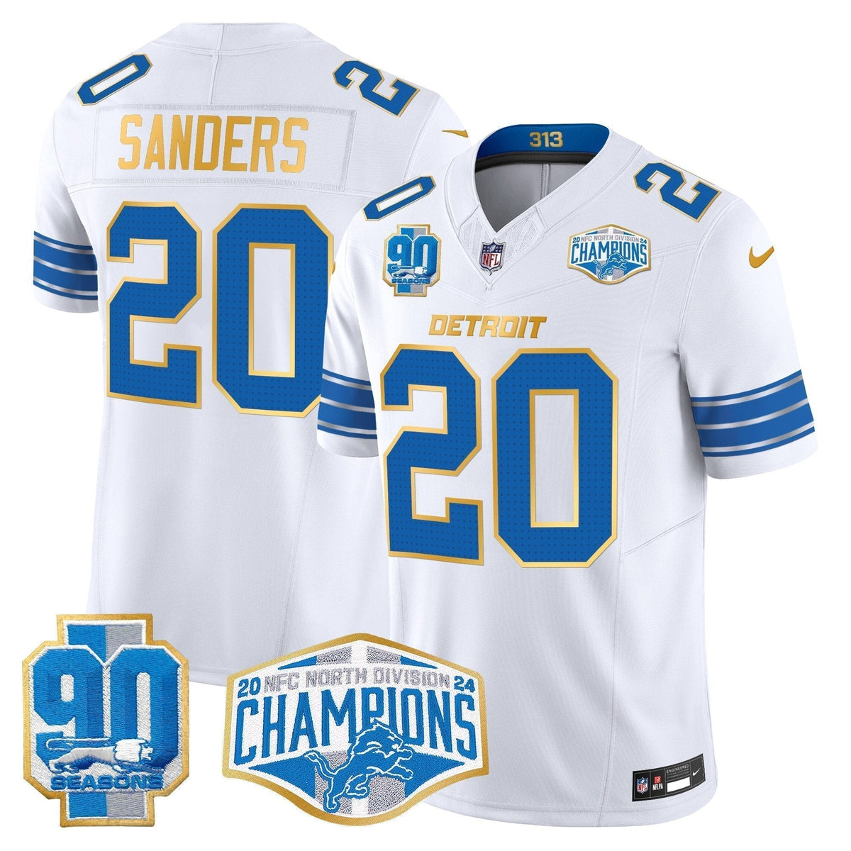 DET 2024 NFC North Division Champions Patch Gold Trim Vapor Limited Jersey - Stitched