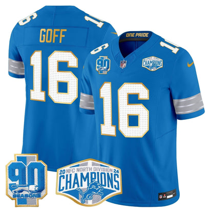 DET 2024 NFC North Division Champions Patch Gold Trim Vapor Limited Jersey - Stitched