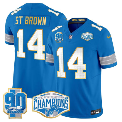 DET 2024 NFC North Division Champions Patch Gold Trim Vapor Limited Jersey - Stitched