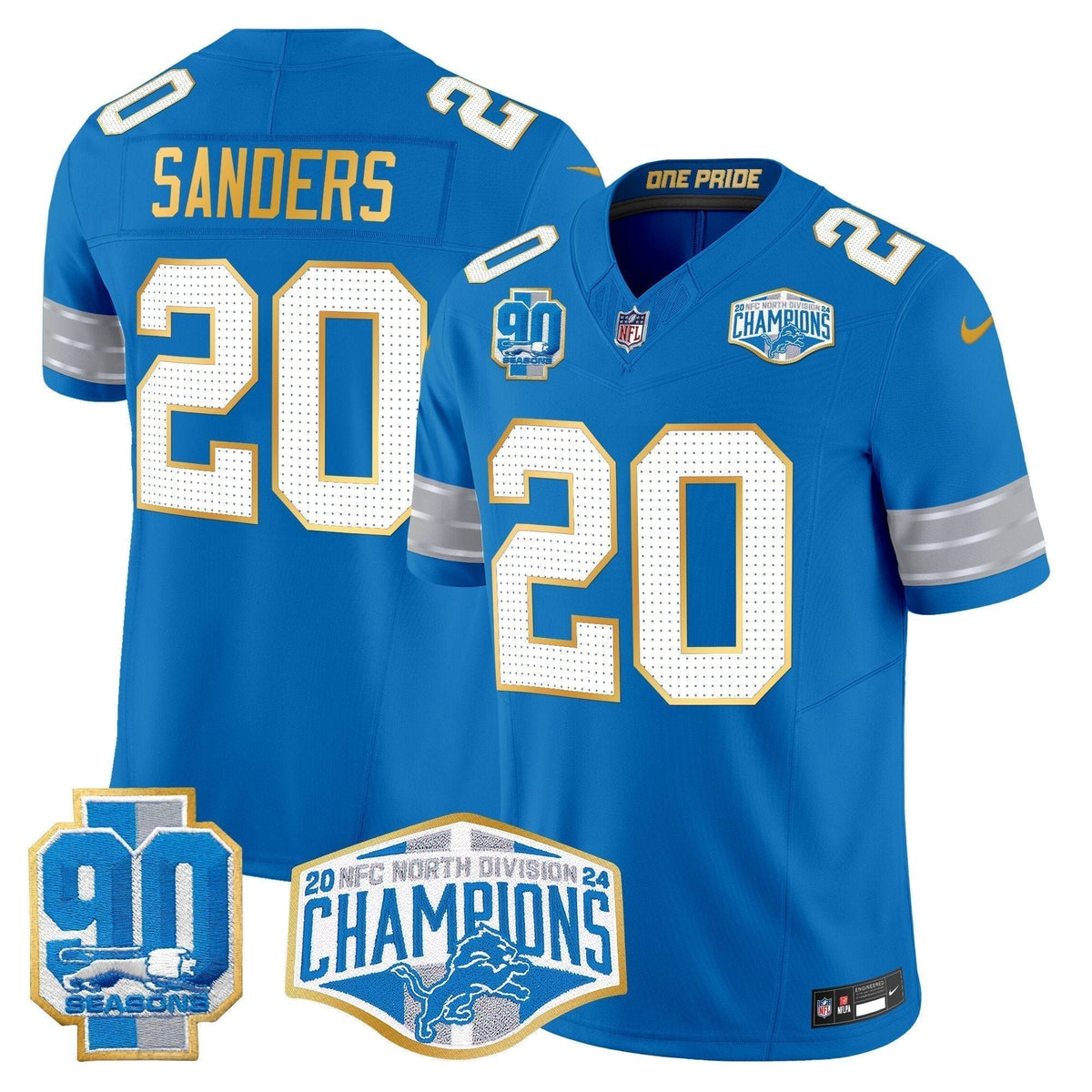 DET 2024 NFC North Division Champions Patch Gold Trim Vapor Limited Jersey - Stitched